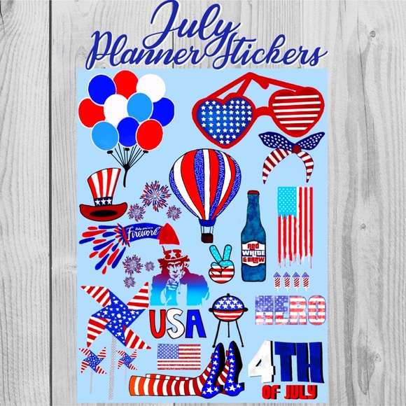 Hand Crafted Other - July Planner Stickers